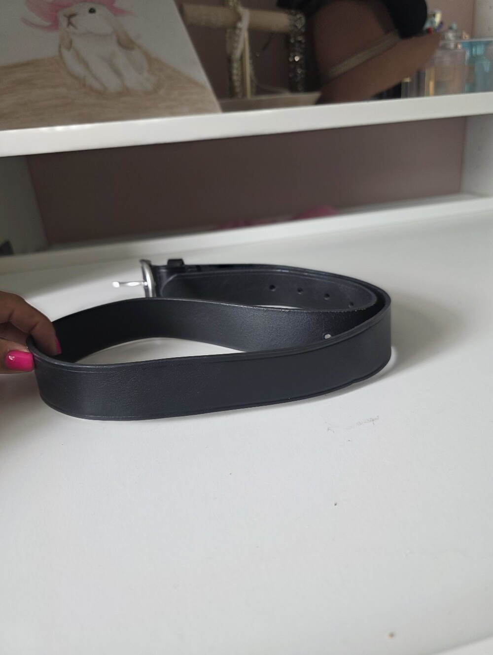Madewell Black Leather Belt with Silver Buckle - Picture 9 of 10